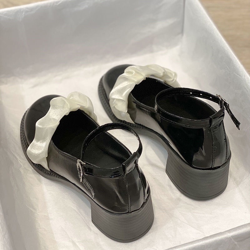 Giày búp bê Lolita dây cài đế 5 phân ôm chân cao cấp - giày nữ đế độn da mềm thời trang