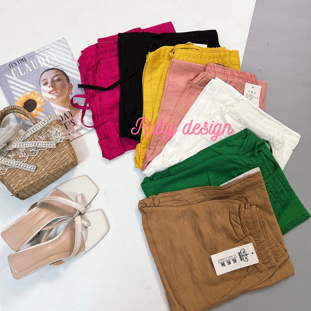 Quần ống rộng nữ dài chất đũi mềm mát nhẹ nhàng nhiều màu mặc đi chơi đi biển đều xinh - Ruby design