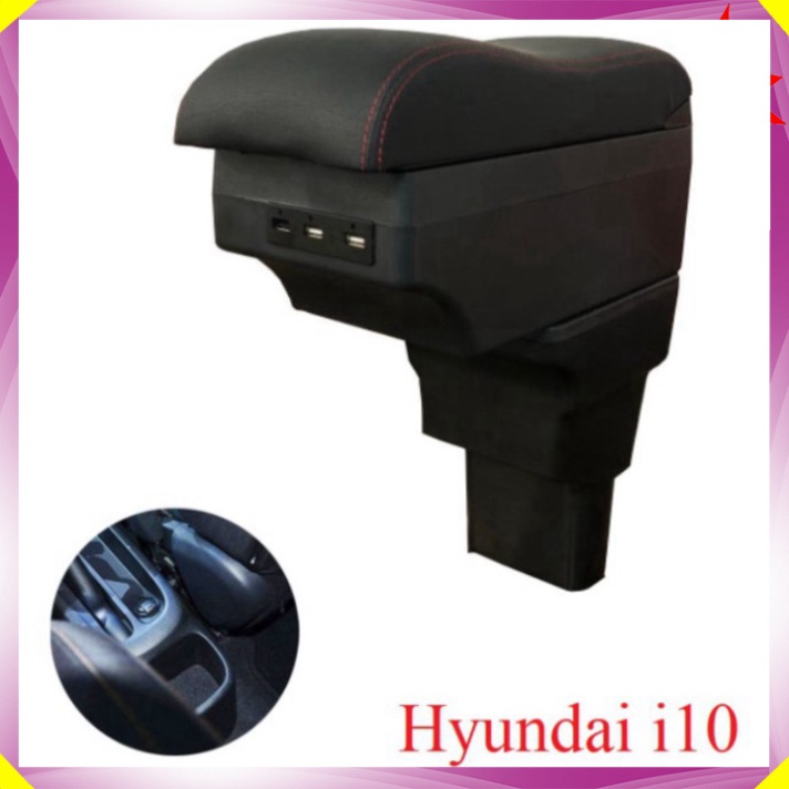 Hộp tỳ tay ô tô hãng xe Hyundai i10 tích hợp 3 cổng USB (HÀNG LOẠI 1)