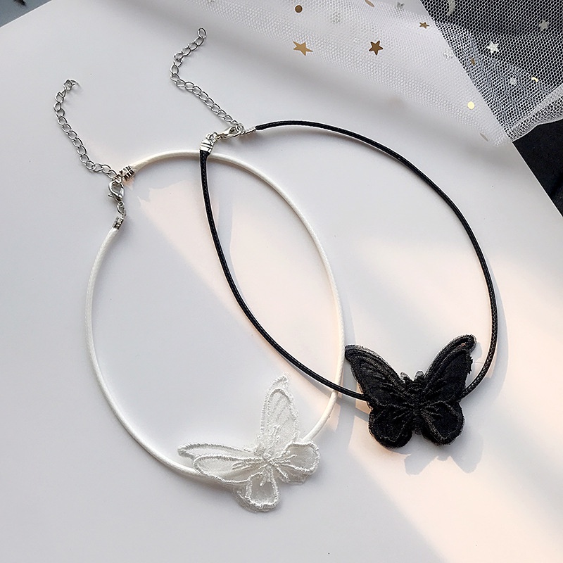Vòng Cổ Choker Da Họa Tiết Bướm Thời Trang Cho Nữ
