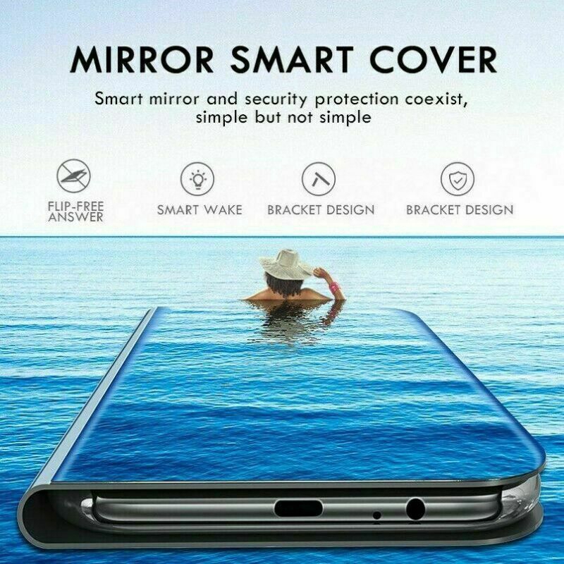Bao da điện thoại PU mặt gương nắp gập hiển thị cho Samsung Galaxy A20E A50 A70 A40