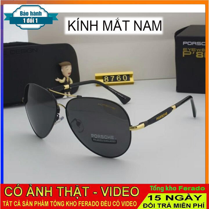 Kính râm nam thời trang chuồn chuồn tặng hộp + khăn lau