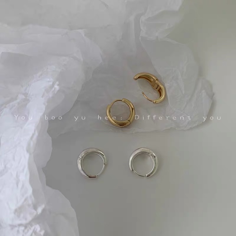 Khuyên tai bạc tròn không gỉ unisex nam nữ CHILLEE KT