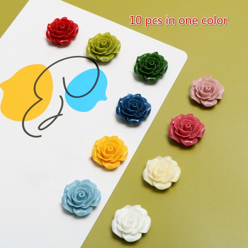 Bộ 10 đầu bông hoa hồng bằng nhựa phẳng làm hàng thủ công