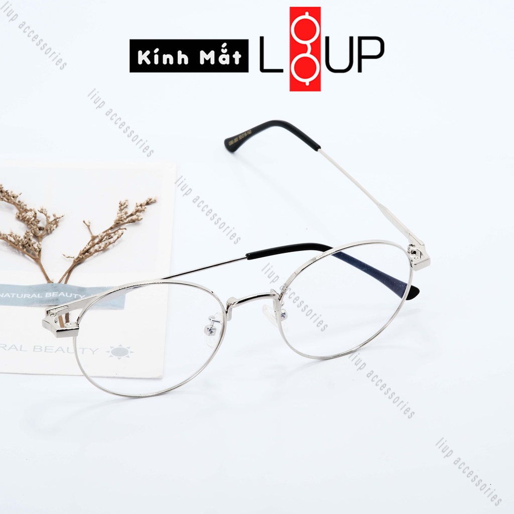Gọng kính cận tròn kim loại nam nữ L2893 kiểu dáng Hàn Quốc, chắc chắn, thanh mảng Tặng kèm hộp+khăn
