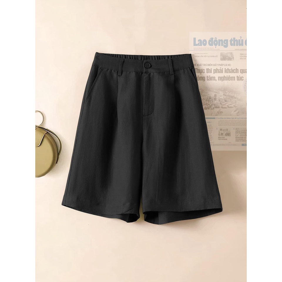 Quần short nữ mặc nhà, chất liệu đũi gió co dãn thoáng mát bigsize 82kg _ QK