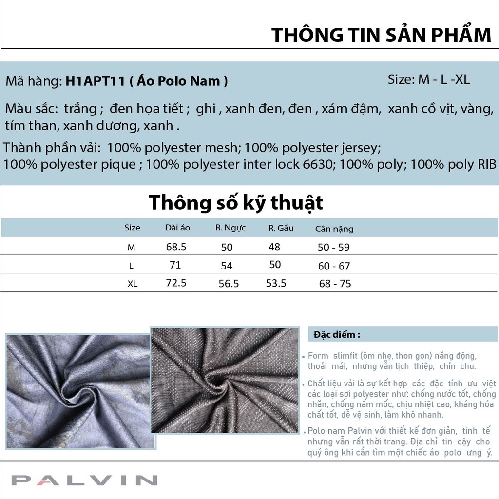 Áo Polo nam PALVIN  cao cấp chất xịn dệt bo dày dặn chuẩn form áo thun cổ bẻ tay ngắn_H1APT11 | BigBuy360 - bigbuy360.vn