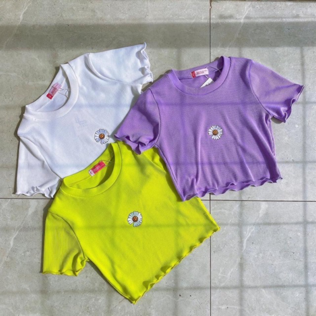 Áo croptop thun gân 4 chiều in hoa (Video) | BigBuy360 - bigbuy360.vn