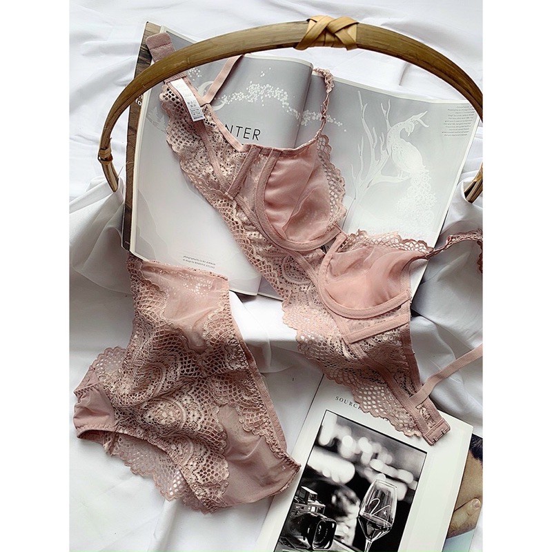 Bộ đồ lót B046 Mand ren nơ có gọng không mút siêu sexy
