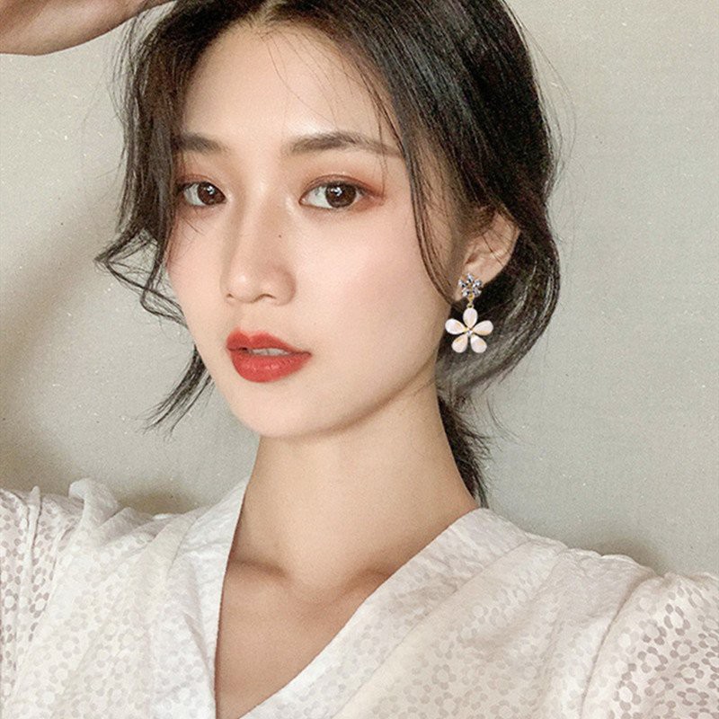 Bông tai HOA CAM ĐÁ khuyên tai nữ thời trang phong cách Hàn Quốc sang trọng