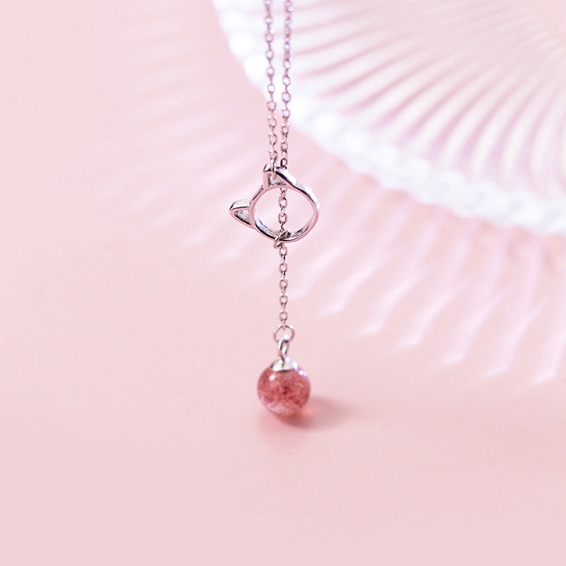 Vòng cổ Choker Mặt Hình Mèo Dễ Thương Đính Đá Pha Lê Màu Hồng Cho Nữ