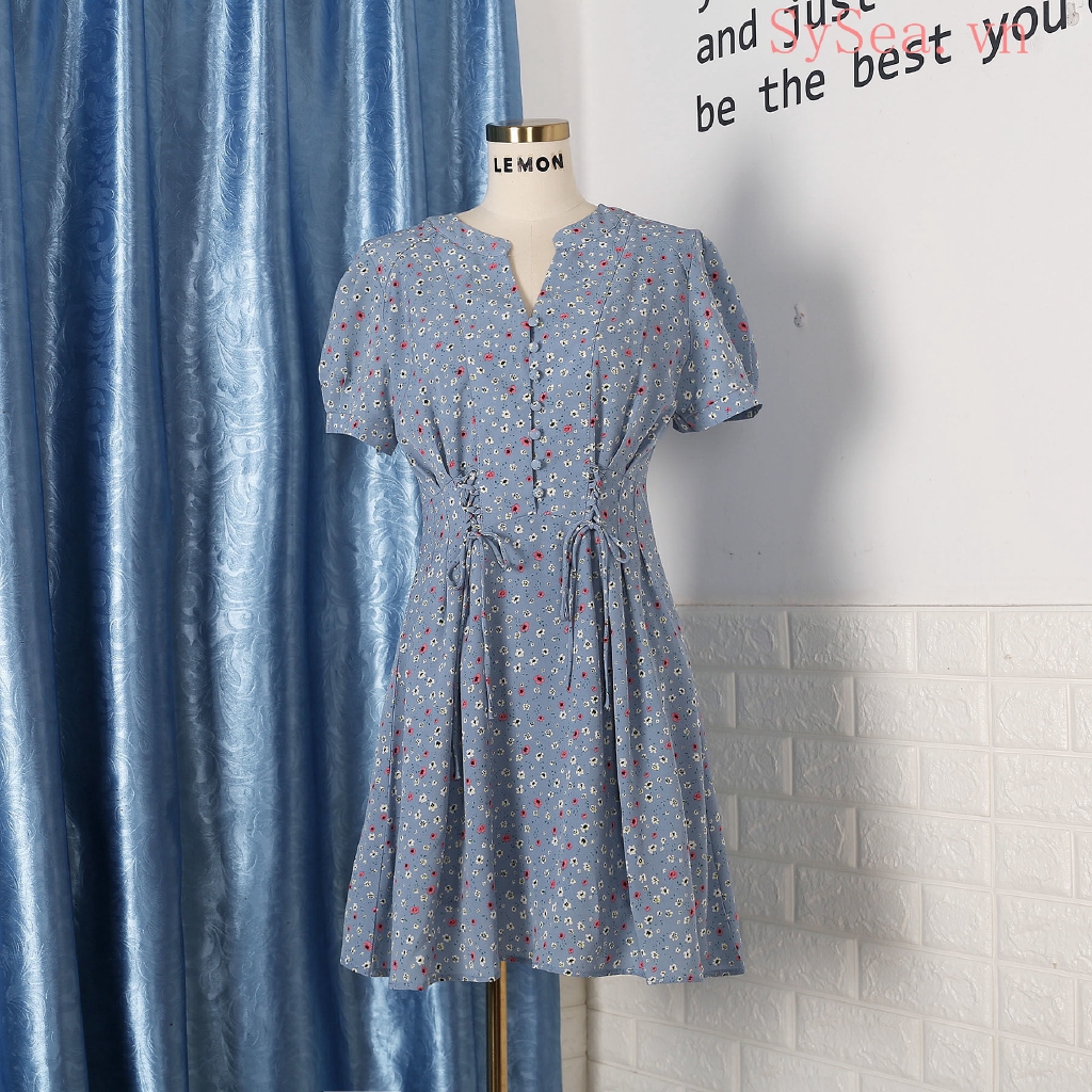 Đầm Chiffon Nữ Cổ Chữ V In Hoa