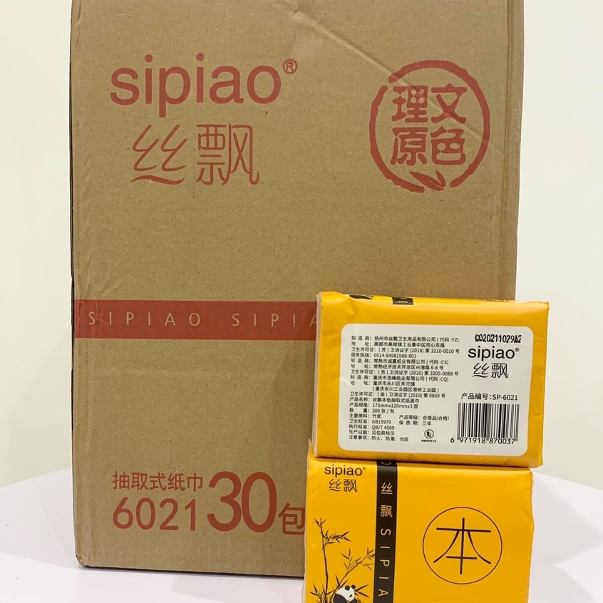THÙNG 30 GÓI GIẤY ĂN GẤU TRÚC SIPIAO 6021 CAO CẤP