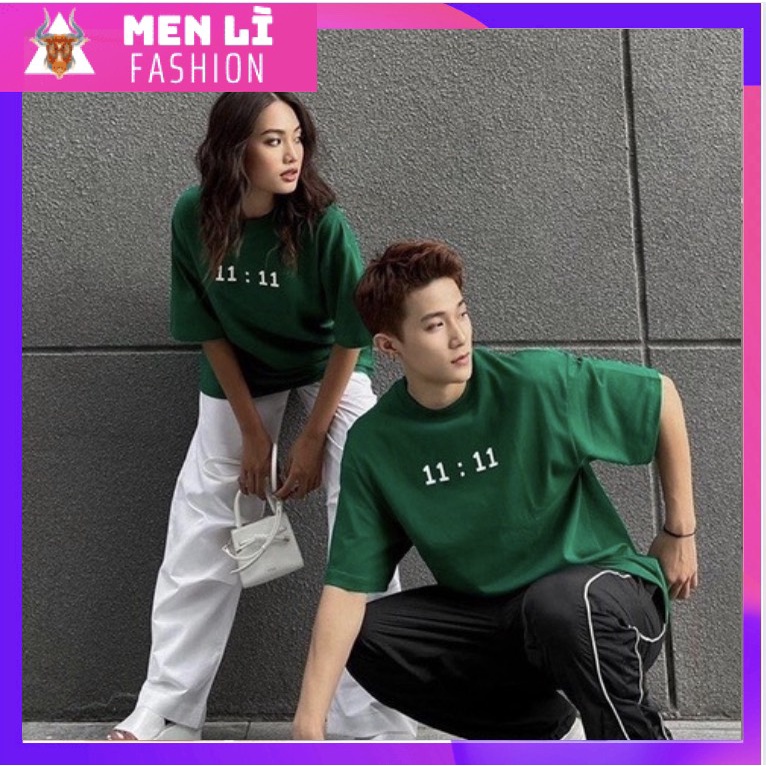 Áo Thun YOUNG GREEN 11:11 Nam Nữ Unisex Form Rộng Tay Lỡ, Áo Thun Xanh Lá, AT112 trending xu hướng, Men Lì Fashion