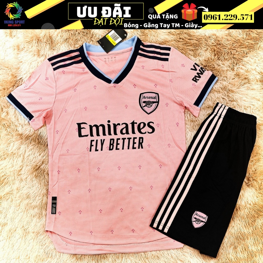 Áo Arsenal 2023 | Bộ Quần Áo Bóng Đá Arsenal Sân Khách Màu Hồng Hàng Thái