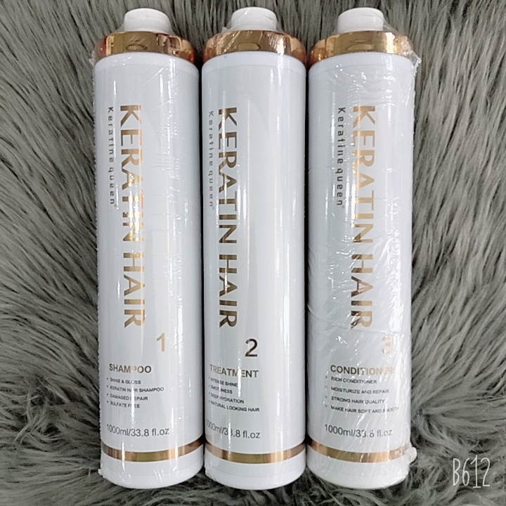 Bộ 3 bước keratin phục hồi tóc hư tổn nhẹ Queen