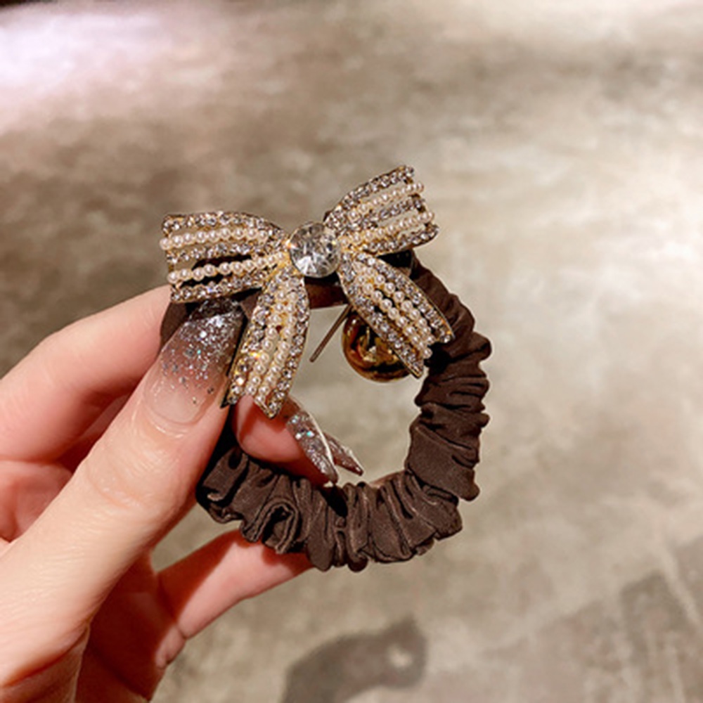 Dây Buộc Tóc Cao Su Co Giãn Hình Nơ Đính Đá Phong Cách Hàn Quốc Thanh Lịch Cho Nữ