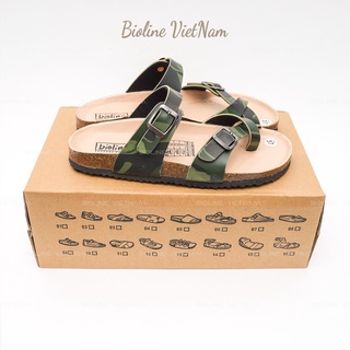 Bioline - dép đế trấu xỏ ngón - dép da pu camo unisex - mã r06