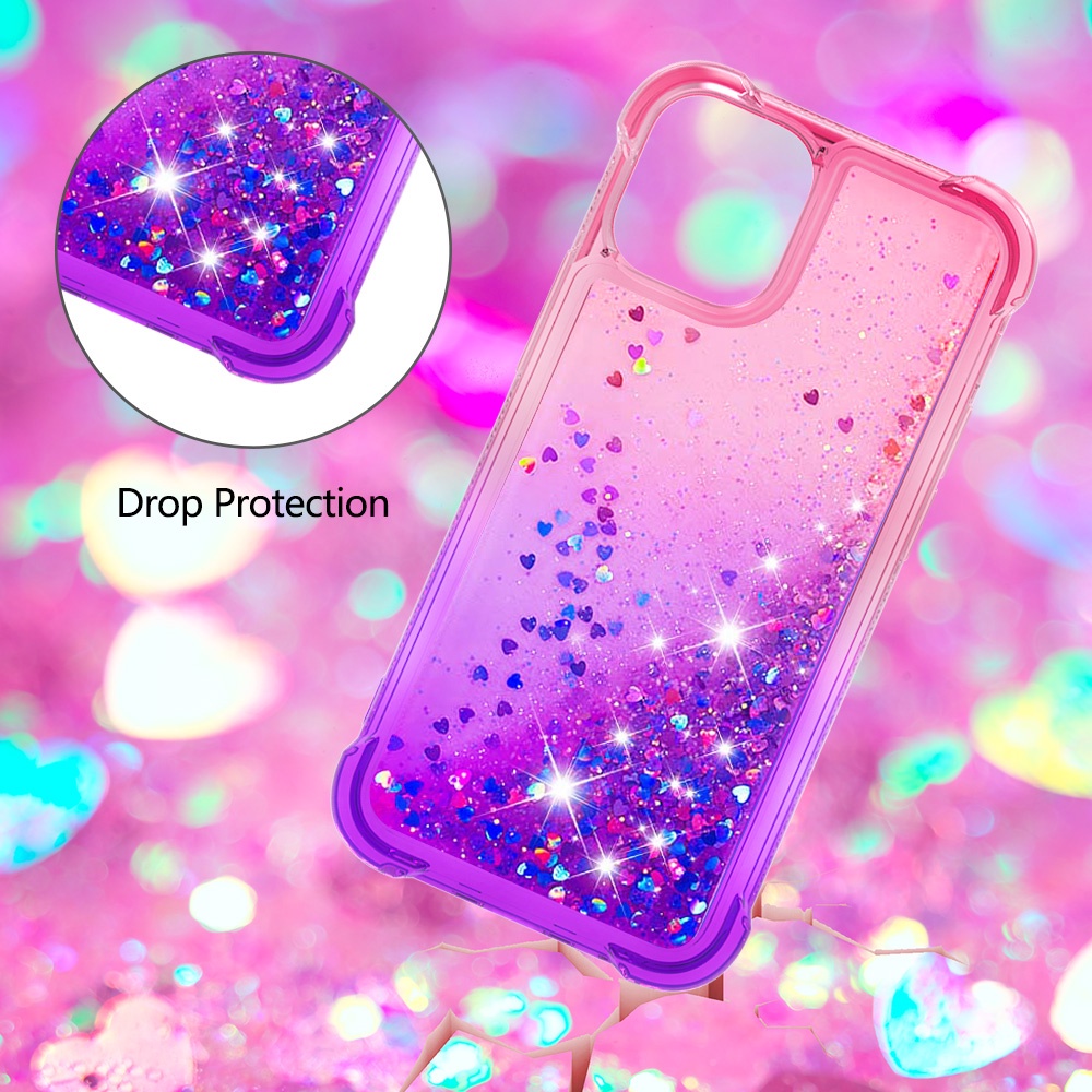 Ốp Điện Thoại Kim Tuyến Nước Chống Sốc Màu Gradient Họa Tiết Trái Tim Cho iPhone 13 12 Pro Max 13 mini