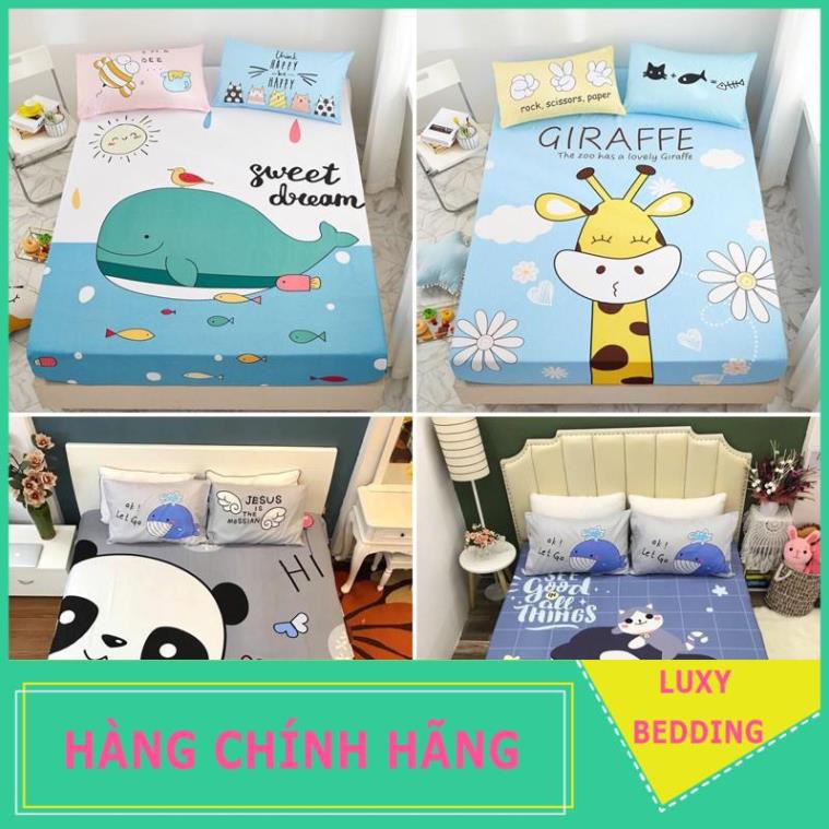 [HÀNG CAO CẤP] Drap giường cotton , ga trải giường cotton 3D họa tiết ngộ nghĩnh cho bé tặng kèm 2 vỏ gối