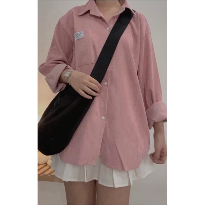 Áo khoác sơ mi nhung tay bồng chất liệu nhung fomr rộng AOSY STORE mã 1002