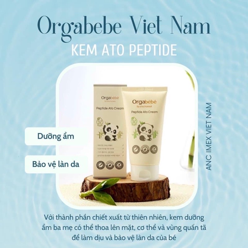Kem dưỡng ẩm hữu cơ dịu nhẹ Ato Peptide Orgabebe cho bé từ sơ sinh 150ml