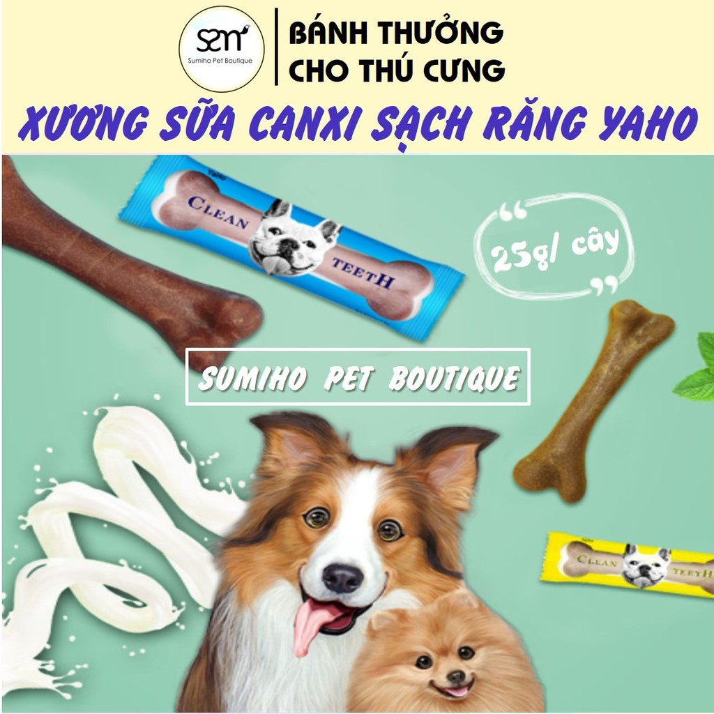 [Mã PET50 giảm 10% - tối đa 50K đơn 250K] Xương gặm sạch răng bổ sung canxi cho chó YAHO (25gr/cây 7cm) vị bò-gà nướng