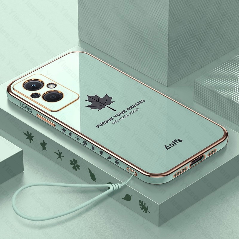 Ốp Điện Thoại Mềm Khung Vuông Họa Tiết Lá Phong Sang Trọng Cho OPPO Reno 7 4G 7Z 6 6Z 5G 5 4 5F 4F