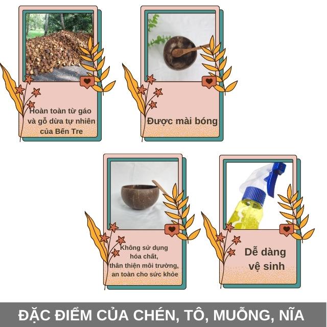 Bộ tô chén muỗng nĩa từ gáo và gỗ dừa tự nhiên của Bến Tre BENRI SHOP D-CHEN-MUONG, D-CHEN-NIA, D-TO-MUONG, D-TO-NIA