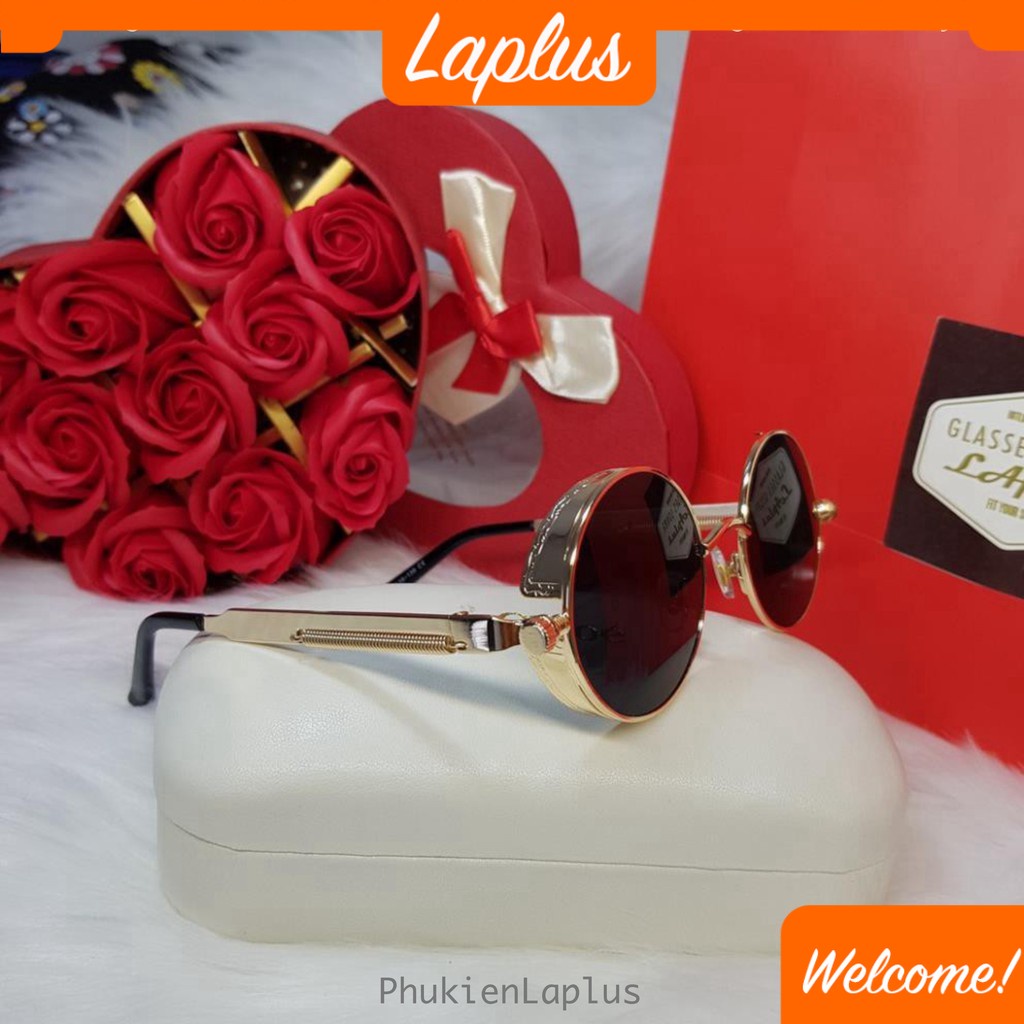 Kính thầy bói cao cấp Vintage tròn - Tặng kèm hộp đựng khăn lau