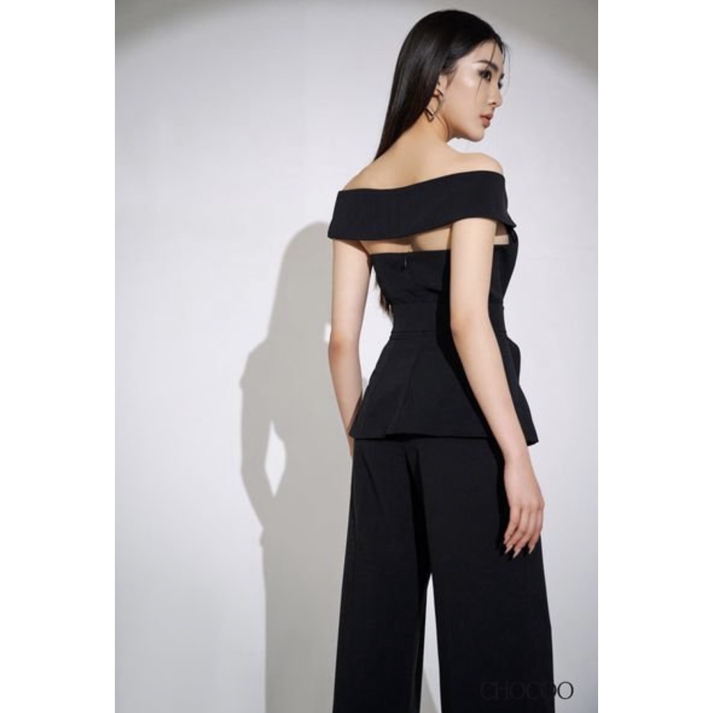 Set đồ nữ CHOCOO Josie Top x Junita thiết kế áo trễ vai và quần giả váy họa tiết caro