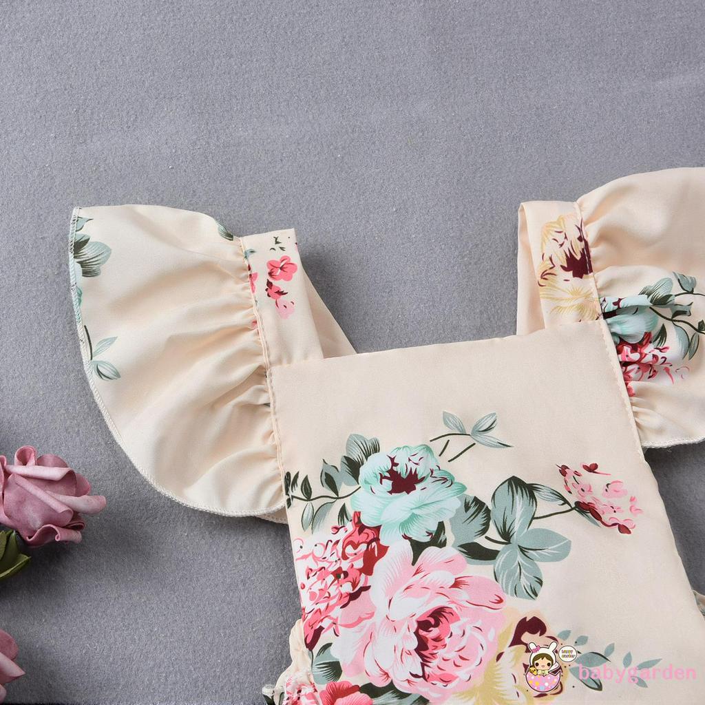 Áo Liền Quần In Hoa Kèm Băng Đô Cho Bé Gái