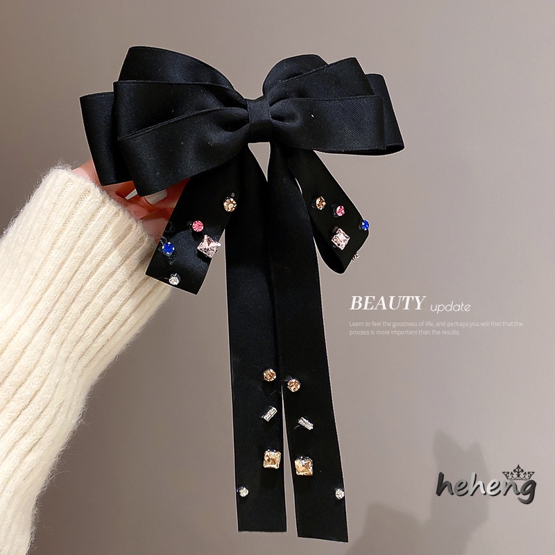 Kẹp Tóc Hình Nơ Đính Đá Tua Rua Nhiều Màu Sắc Phong Cách Hàn Quốc