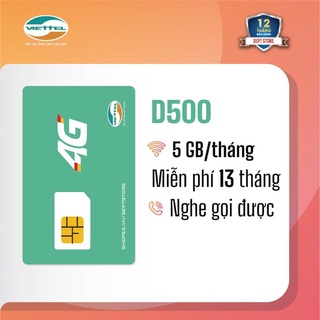 [FREESHIP 50K] Sim 4G Viettel D500 D900 - Miễn phí 12 tháng không nạp tiền