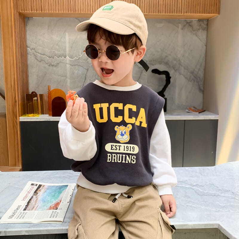 Áo Sweater Giả Hai Lớp Phong Cách Hàn Quốc Thời Trang Xuân Thu Mới Phong Cách Cho Bé Trai
