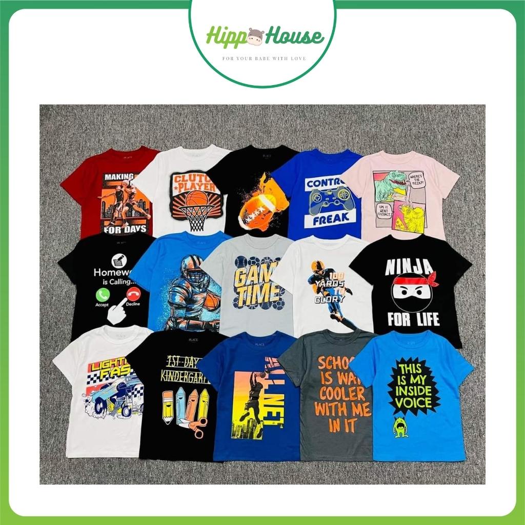 Áo Phông Cộc Tay bé Trai Size Đại 10,14,16Tuổi Xuất Dư Cotton Mềm Mịn Hippo House