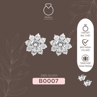Bông (khuyên) tai BẠC Ý S925 cao cấp hột mỹ nhân tạo B0007 | Mi.A Trang sức bạc
