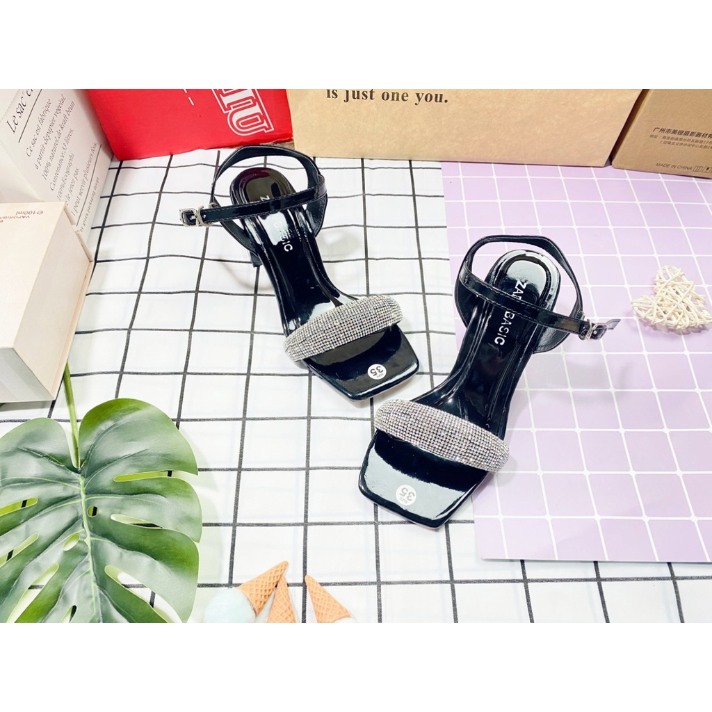 [ SIÊU PHẨM ] Giày Cao Gót Nữ Quai Ngang Đính Soàn Tinh Tế G.sd_tru.soan