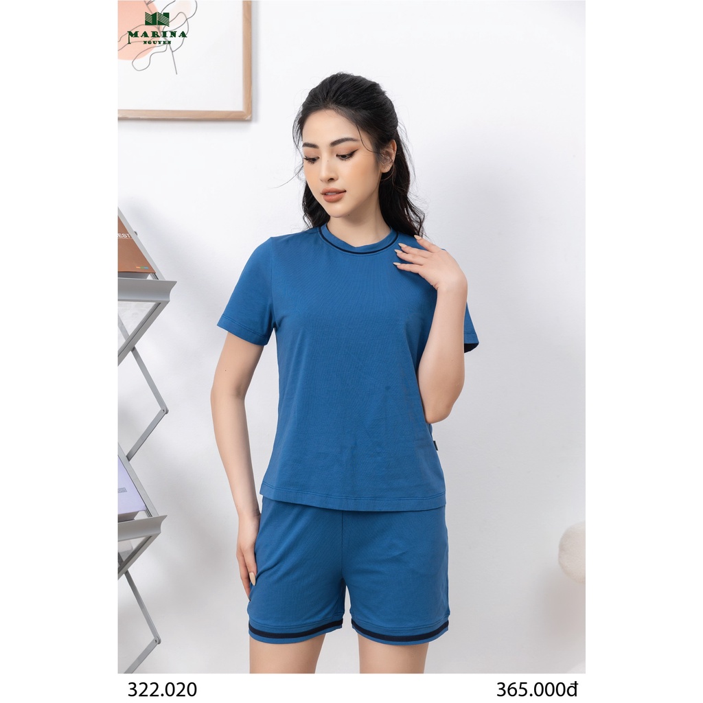 Đồ Bộ Nữ Mặc Nhà MARINA NGUYỄN, Thiết Kế Cổ Tròn, Tay Ngắn Độc Đáo, Vải Cotton Mềm Mịn, Thoáng Mát 322020