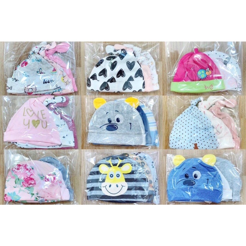 Mũ cho bé sơ sinh 💖𝑭𝑹𝑬𝑬𝑺𝑯𝑰𝑷💖 kiểu chóp,mũ tròn,turban chất liệu cotton