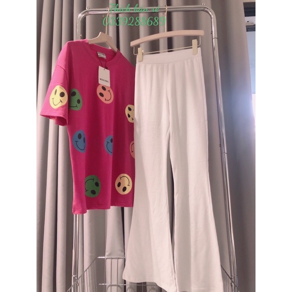 ( Xã kho) SET QUẦN ỐNG RỘNG MẶT CƯỜI COTTON TÚI ZIP HÌNH THẬT