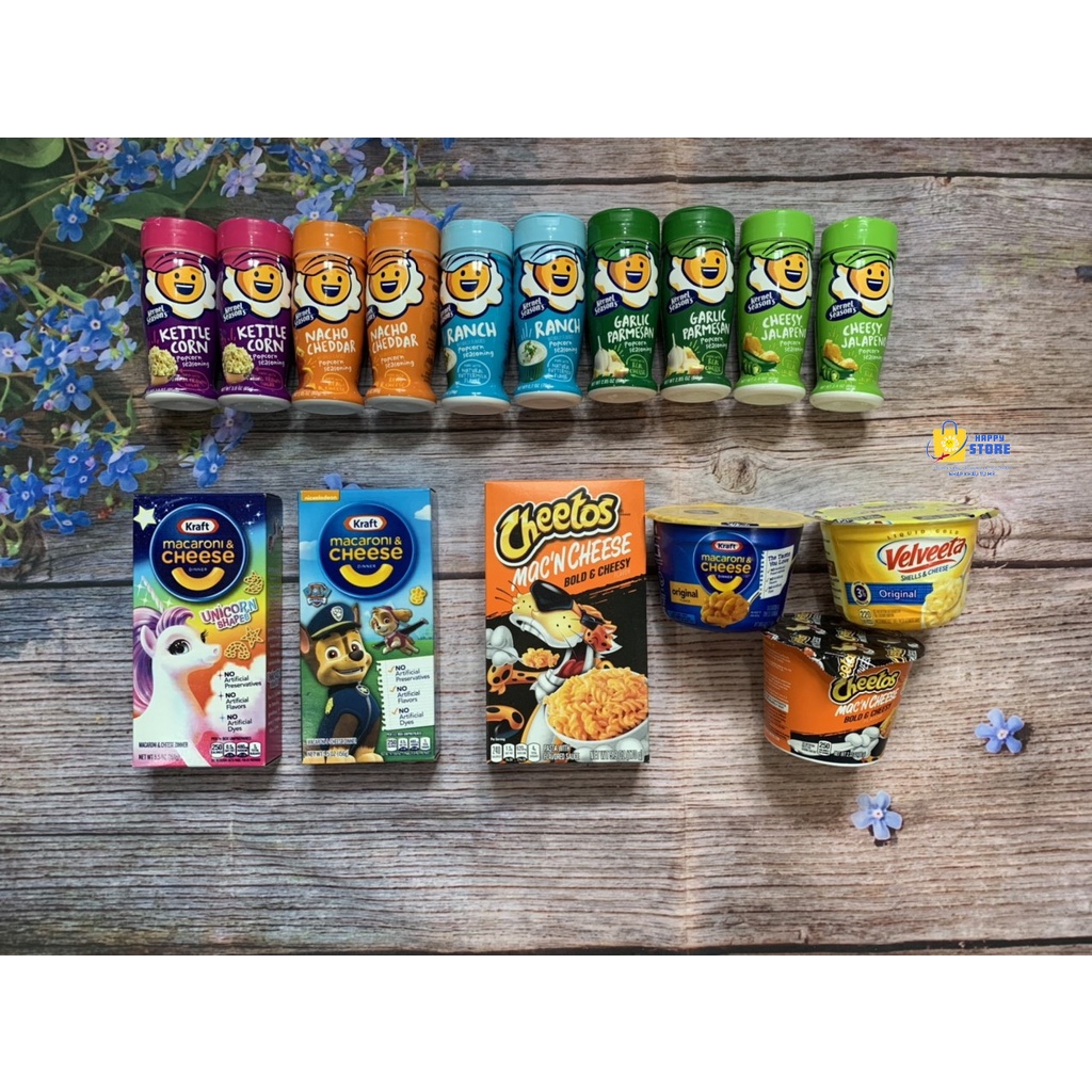 - NUI ĂN LIỀN TỔNG HỢP 5 LOẠI HIỆU MACARONI & CHEESE KÈM BỘT RẮC PHÔ MAI