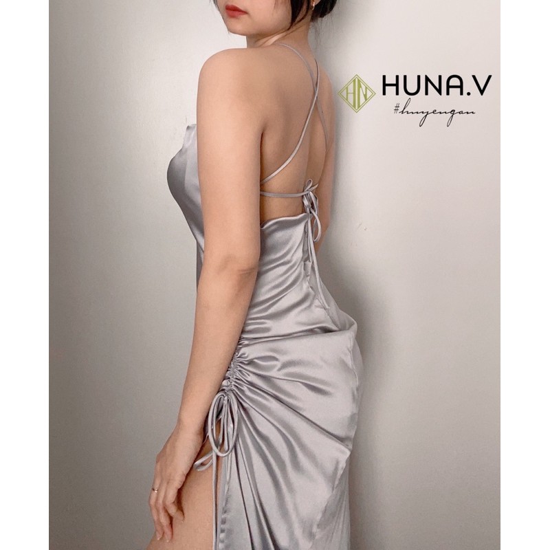 Đầm Lụa Cổ đổ rút xẻ tà 2 bên | BigBuy360 - bigbuy360.vn