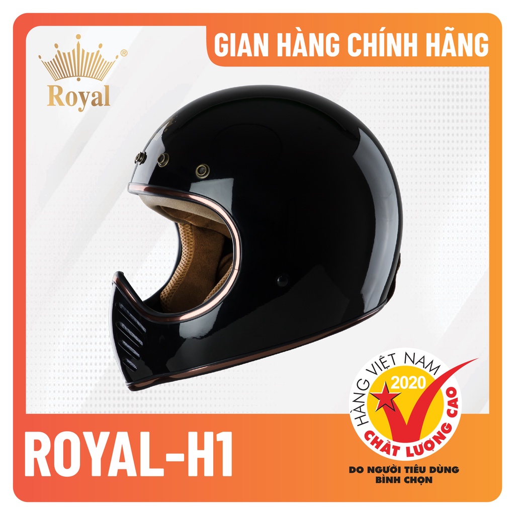 Nón Bảo Hiểm Fullface Classic Thời Trang Royal H1 Ngầu, Chất, Cá Tính, An Toàn, Bảo Hành Chính Hãng 1 năm