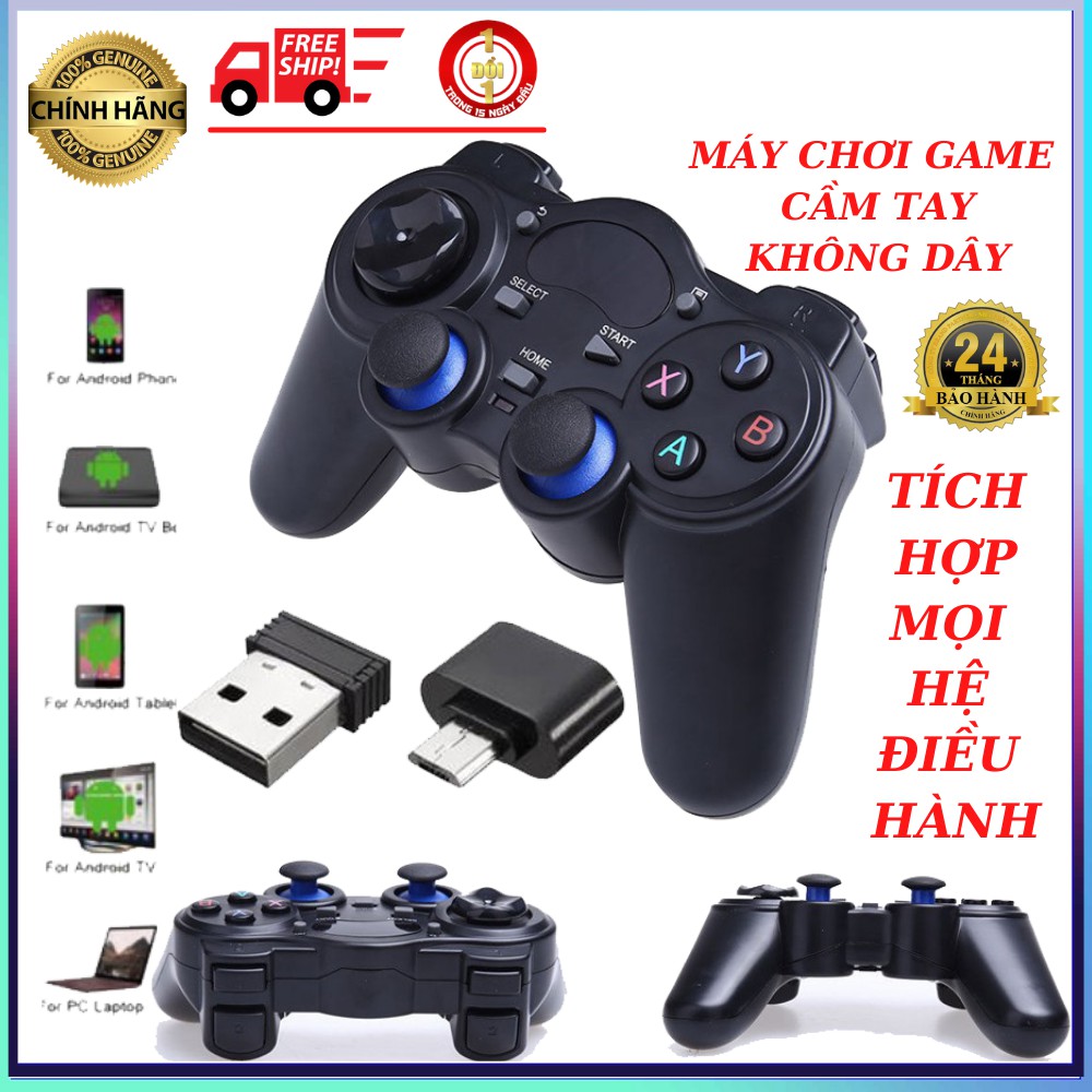 Tay cầm chơi game không dây tích hợp PC Laptop Điện Thoại TV Android TV Box USB Bluetooth 2.4 bảo hành 24 tháng