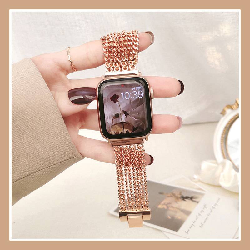 Dây Đeo Đồng Hồ Bằng Thép Không Gỉ Thời Trang Cho iwatch 8 7 6 5 SE 4 3 2 1 41mm 45mm 38mm 42mm44mm 40mm