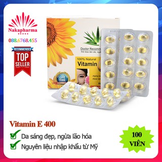 ✅ Viên uống Vitamin E 400 - Giúp đẹp da, tóc, móng, da săn chắc, mịn màng, ngăn ngừa lão hóa | 100 viên