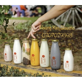 Chai thủy tinh đựng sữa/ mật ong chai 1 lít nắp thiếc