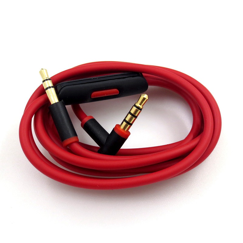 2x Remote Talk Audio Cable for Beats Studio, Executive, Mixer, Solo HD, Wireless, and Pro Headphones(Black+Red&Black)