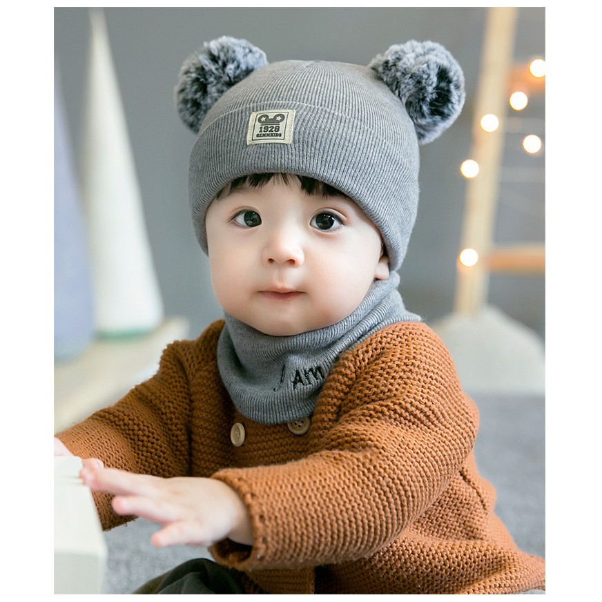 Combo Mũ len kèm khăn ống cho bé